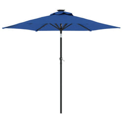 vidaXL Garden Parasol with LEDs and Steel Pole Sun Shade Outdoor Umbrella - azure blue