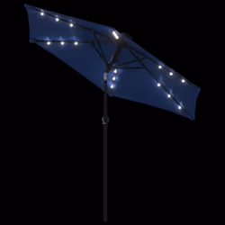 vidaXL Garden Parasol with LEDs and Steel Pole Sun Shade Outdoor Umbrella - azure blue - Additional view 7