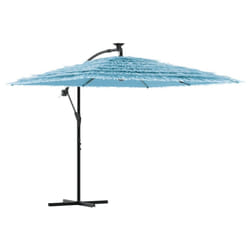 vidaXL Garden Parasol with Steel Pole Outdoor Umbrella Patio Sun Parasol White - blue, 246 x 246 x 230 cm