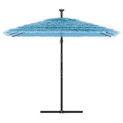 vidaXL Garden Parasol with Steel Pole Outdoor Umbrella Patio Sun Parasol White - blue, 246 x 246 x 230 cm