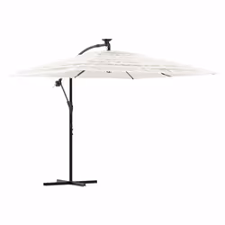vidaXL Garden Parasol with Steel Pole Outdoor Umbrella Patio Sun Parasol White - white, 246 x 246 x 230 cm
