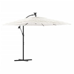 vidaXL Garden Parasol with Steel Pole Outdoor Umbrella Patio Sun Parasol White - white, 246 x 246 x 230 cm