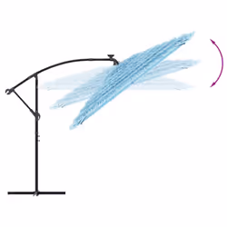 vidaXL Garden Parasol with Steel Pole Outdoor Umbrella Patio Sun Parasol White - blue, 290 x 290 x 238 cm - Additional view 6