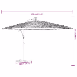 vidaXL Garden Parasol with LEDs and Steel Pole Patio Outdoor Umbrella Brown - 290 x 290 x 238 cm - Additional view 3