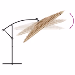 vidaXL Garden Parasol with LEDs and Steel Pole Patio Outdoor Umbrella Brown - 290 x 290 x 238 cm - Additional view 6