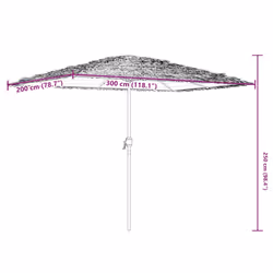 vidaXL Garden Parasol with Steel Pole Outdoor Umbrella Balcony Sun Parasol - green, 300 x 200 x 250 cm