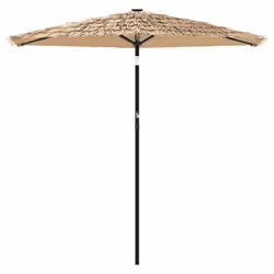 vidaXL Garden Parasol with Steel Pole Outdoor Umbrella Balcony Sun Parasol - brown, 223 x 223 x 213 cm - Additional view 2
