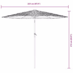 vidaXL Garden Parasol with Steel Pole Outdoor Umbrella Balcony Sun Parasol - blue, 223 x 223 x 213 cm - Additional view 3