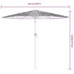 vidaXL Garden Parasol with Steel Pole Outdoor Umbrella Balcony Sun Parasol - white, 223 x 223 x 213 cm - Additional view 3