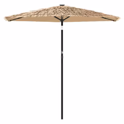 vidaXL Garden Parasol with Steel Pole Outdoor Umbrella Balcony Sun Parasol - brown, 268 x 268 x 226 cm - Additional view 2