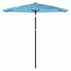 vidaXL Garden Parasol with Steel Pole Outdoor Umbrella Balcony Sun Parasol - blue, 268 x 268 x 226 cm - Additional view 2