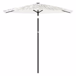 vidaXL Garden Parasol with Steel Pole Outdoor Umbrella Balcony Sun Parasol - white, 268 x 268 x 226 cm - Additional view 2