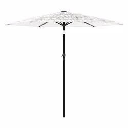 vidaXL Garden Parasol with Steel Pole Outdoor Umbrella Balcony Sun Parasol - white, 268 x 268 x 226 cm - Additional view 4