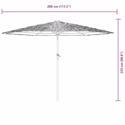 vidaXL Garden Parasol with Steel Pole Outdoor Umbrella Balcony Sun Parasol - brown, 288 x 288 x 225 cm - Additional view 10