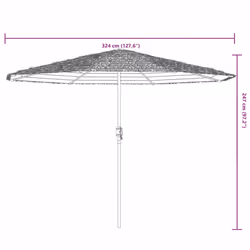 vidaXL Garden Parasol with Steel Pole Outdoor Umbrella Balcony Sun Parasol - blue, 324 x 324 x 247 cm - Additional view 10
