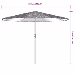 vidaXL Garden Parasol with Steel Pole Outdoor Umbrella Balcony Sun Parasol - brown, 388 x 388 x 248 cm - Additional view 3