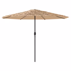 vidaXL Garden Parasol with Steel Pole Outdoor Umbrella Balcony Sun Parasol - brown, 388 x 388 x 248 cm - Additional view 4