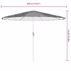 vidaXL Garden Parasol with Steel Pole Outdoor Umbrella Balcony Sun Parasol - green, 388 x 388 x 248 cm - Additional view 3