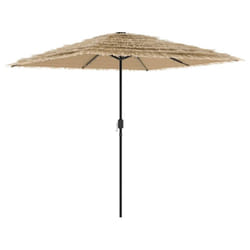vidaXL Garden Parasol with LEDs and Steel Outdoor Umbrella Parasol Pole Brown - 248 x 248 x 248 cm