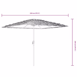 vidaXL Garden Parasol with LEDs and Steel Outdoor Umbrella Parasol Pole Brown - 248 x 248 x 248 cm