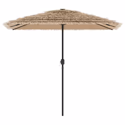 vidaXL Garden Parasol with LEDs and Steel Outdoor Umbrella Parasol Pole Brown - 248 x 248 x 248 cm - Additional view 5