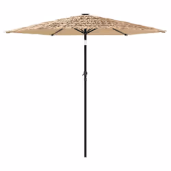 vidaXL Garden Parasol with LEDs and Steel Outdoor Umbrella Parasol Pole Brown - 223 x 223 x 231 cm
