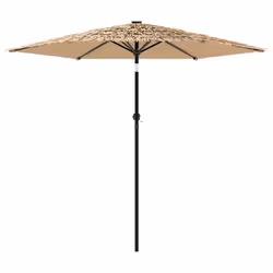 vidaXL Garden Parasol with LEDs and Steel Outdoor Umbrella Parasol Pole Brown - 223 x 223 x 231 cm - Additional view 5