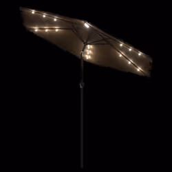 vidaXL Garden Parasol with LEDs and Steel Outdoor Umbrella Parasol Pole Brown - 223 x 223 x 231 cm - Additional view 7