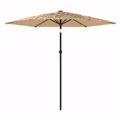 vidaXL Garden Parasol with LEDs and Steel Outdoor Umbrella Parasol Pole Brown - 268 x 268 x 226 cm - Additional view 4