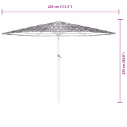 vidaXL Garden Parasol with LEDs and Steel Outdoor Umbrella Parasol Pole Brown - 288 x 288 x 225 cm