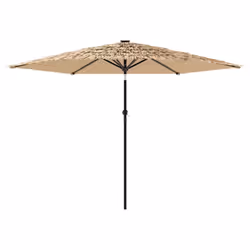 vidaXL Garden Parasol with LEDs and Steel Outdoor Umbrella Parasol Pole Brown - 288 x 288 x 225 cm - Additional view 4