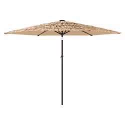 vidaXL Garden Parasol with LEDs and Steel Outdoor Umbrella Parasol Pole Brown - 288 x 288 x 225 cm - Additional view 5