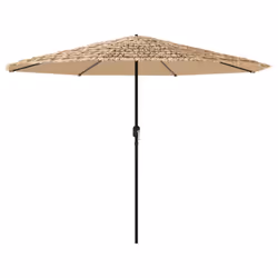 vidaXL Garden Parasol with LEDs and Steel Outdoor Umbrella Parasol Pole Brown - 324 x 324 x 247 cm