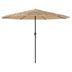 vidaXL Garden Parasol with LEDs and Steel Outdoor Umbrella Parasol Pole Brown - 324 x 324 x 247 cm