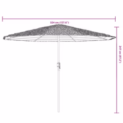vidaXL Garden Parasol with LEDs and Steel Outdoor Umbrella Parasol Pole Brown - 324 x 324 x 247 cm