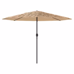 vidaXL Garden Parasol with LEDs and Steel Outdoor Umbrella Parasol Pole Brown - 324 x 324 x 247 cm - Additional view 4