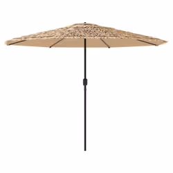 vidaXL Garden Parasol with LEDs and Steel Outdoor Umbrella Parasol Pole Brown - 324 x 324 x 247 cm - Additional view 5