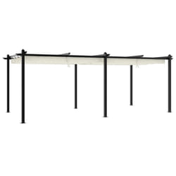 vidaXL Garden Gazebo with Retractable Roof Tent Canopy Sun Shlter Aluminium - cream