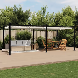 vidaXL Garden Gazebo with Retractable Roof Tent Canopy Sun Shlter Aluminium - cream