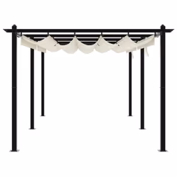 vidaXL Garden Gazebo with Retractable Roof Tent Canopy Sun Shlter Aluminium - cream - Additional view 4