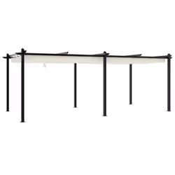 vidaXL Garden Gazebo with Retractable Roof Tent Canopy Sun Shlter Aluminium - cream - Additional view 5