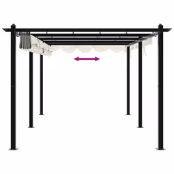 vidaXL Garden Gazebo with Retractable Roof Tent Canopy Sun Shlter Aluminium - cream - Additional view 6