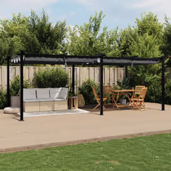 vidaXL Garden Gazebo with Retractable Roof Tent Anthracite 3x6 m Aluminium
