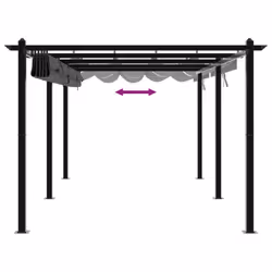 vidaXL Garden Gazebo with Retractable Roof Tent Anthracite 3x6 m Aluminium - Additional view 6