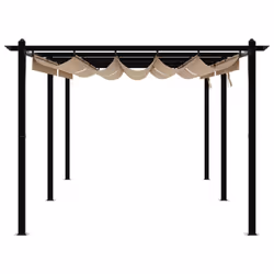 vidaXL Garden Gazebo with Retractable Roof Tent Canopy Sun Shlter Aluminium - taupe - Additional view 4
