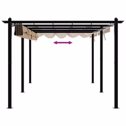 vidaXL Garden Gazebo with Retractable Roof Tent Canopy Sun Shlter Aluminium - taupe - Additional view 6