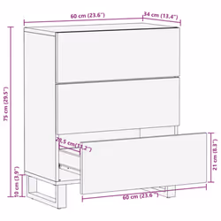 vidaXL Sideboard Storage Cupboard Cabinet Highboard White Solid Wood Mango - Additional view 10