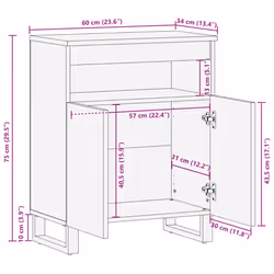 vidaXL Sideboard Storage Cupboard Cabinet Highboard Solid Wood Rough Mango - brown, solid mango wood - Additional view 9