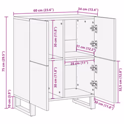 vidaXL Sideboard Storage Cupboard Side Cabinet Highboard Solid Wood Mango - light brown, solid mango wood