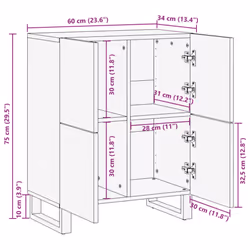 vidaXL Sideboard Storage Cupboard Side Cabinet Highboard Solid Wood Mango - multicolour, solid acacia wood - Additional view 9